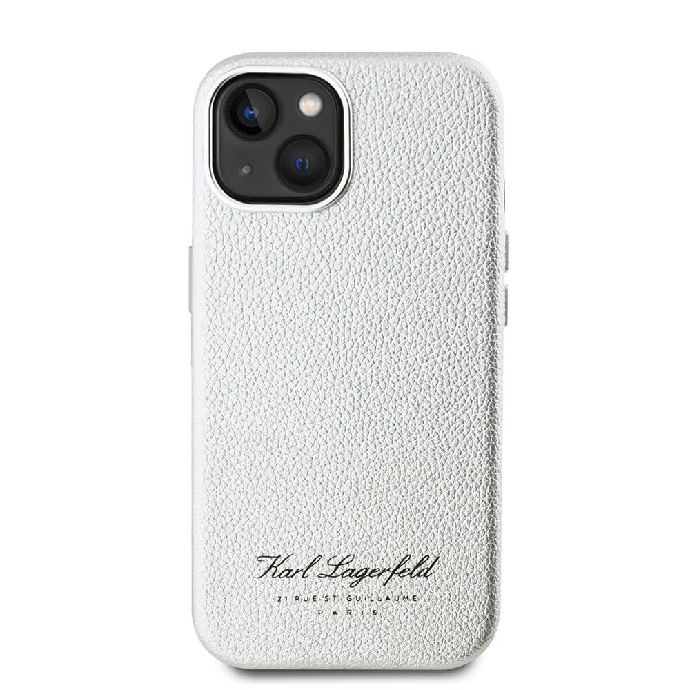 iPhone 15 Kılıf Karl Lagerfeld Orjinal Lisanslı KL Yazılı Hotel Kılıf Gri