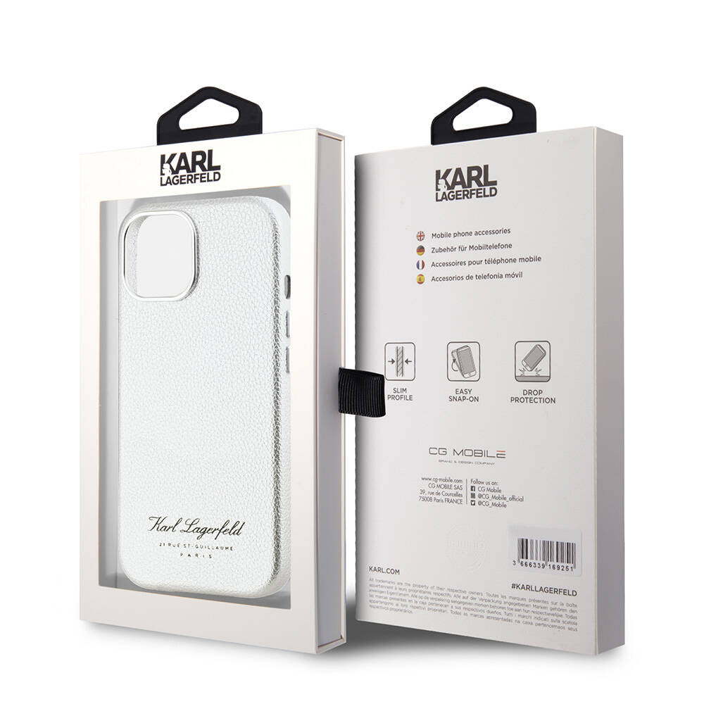 iPhone 15 Kılıf Karl Lagerfeld Orjinal Lisanslı KL Yazılı Hotel Kılıf Siyah