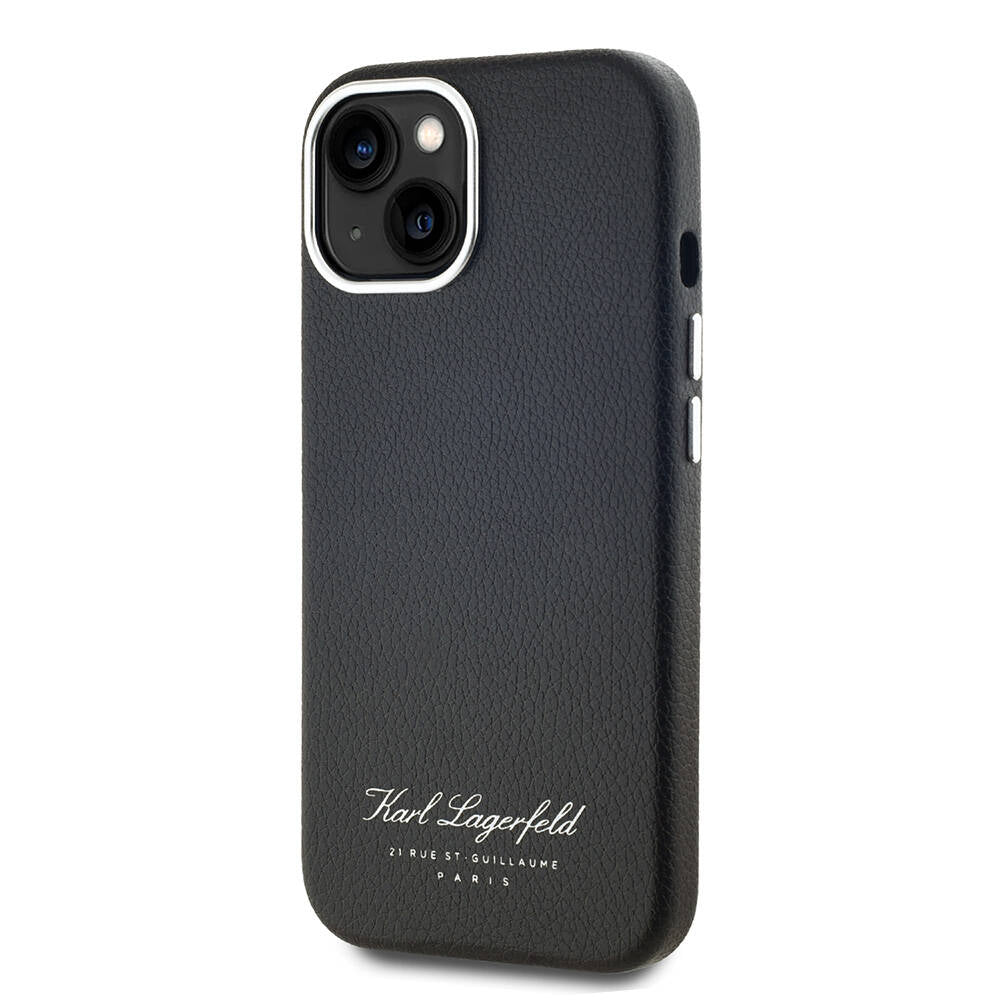 iPhone 15 Kılıf Karl Lagerfeld Orjinal Lisanslı KL Yazılı Hotel Kılıf Siyah