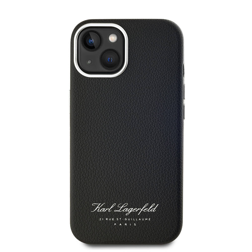 iPhone 15 Kılıf Karl Lagerfeld Orjinal Lisanslı KL Yazılı Hotel Kılıf Siyah
