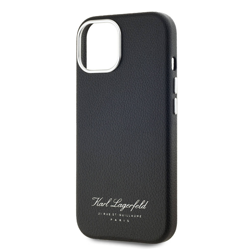 iPhone 15 Kılıf Karl Lagerfeld Orjinal Lisanslı KL Yazılı Hotel Kılıf Siyah