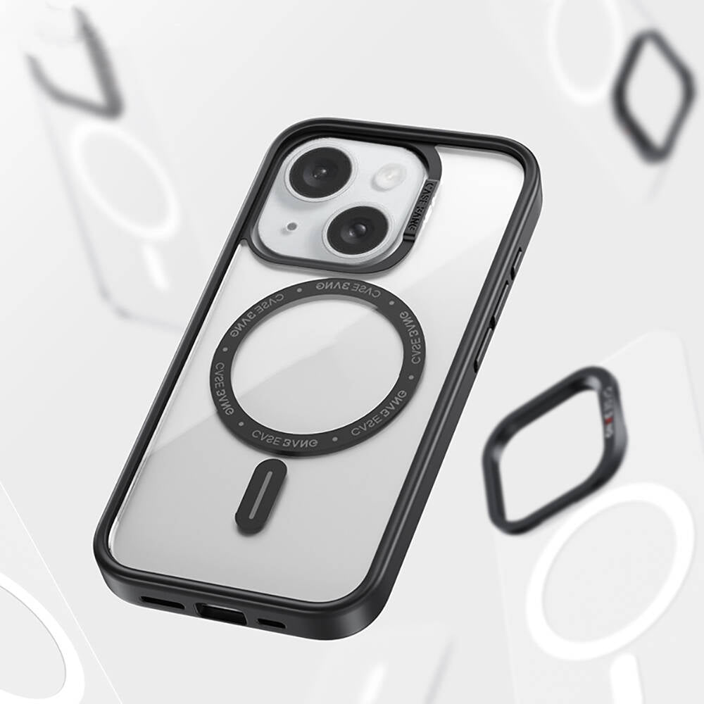 iPhone 15 Kılıf Magsafe Şarj Özellikli Casebang Body Frame Kılıf Siyah