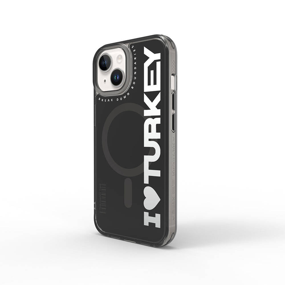 iPhone Kılıf Magsafe Şarj Özellikli I Love Turkey Yazı Desenli Wiwu Turkey E Serisi Kapak - enzaksesuar