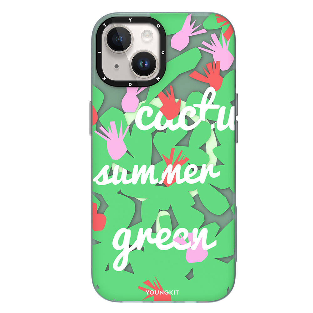 iPhone 15 Kılıf Magsafe Şarj Özellikli Yaz Meyvesi Desenli Youngkit Fruity Flavour Serisi Kılıf Yeşil