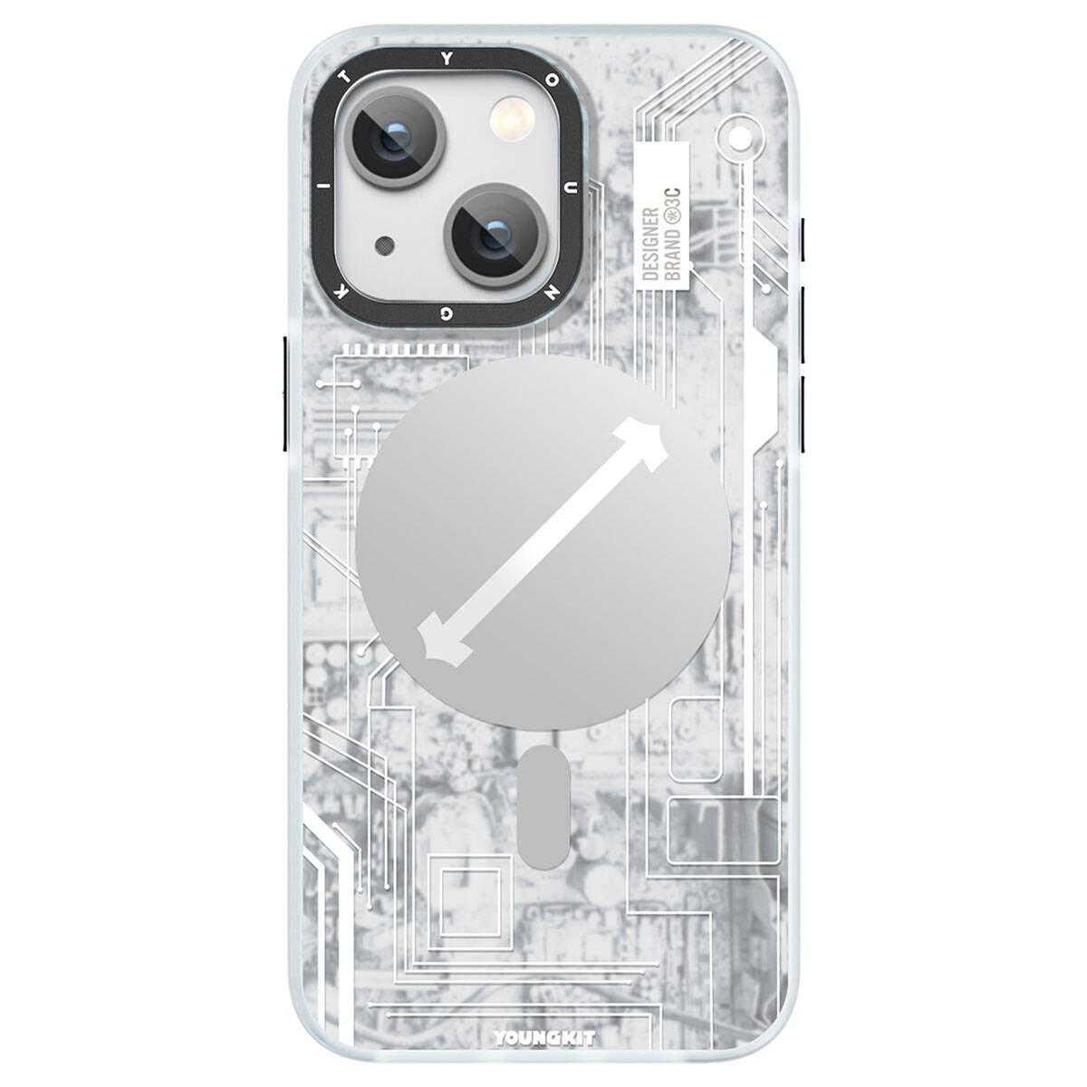 iPhone 15 Kılıf Magsafe Şarj Özellikli YoungKit Technology Serisi Kılıf Beyaz