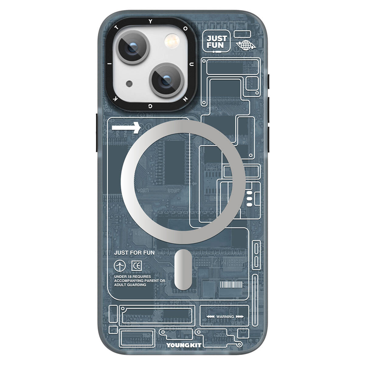 iPhone 15 Kılıf Magsafe Şarj Özellikli YoungKit Technology Serisi Kılıf Siyah
