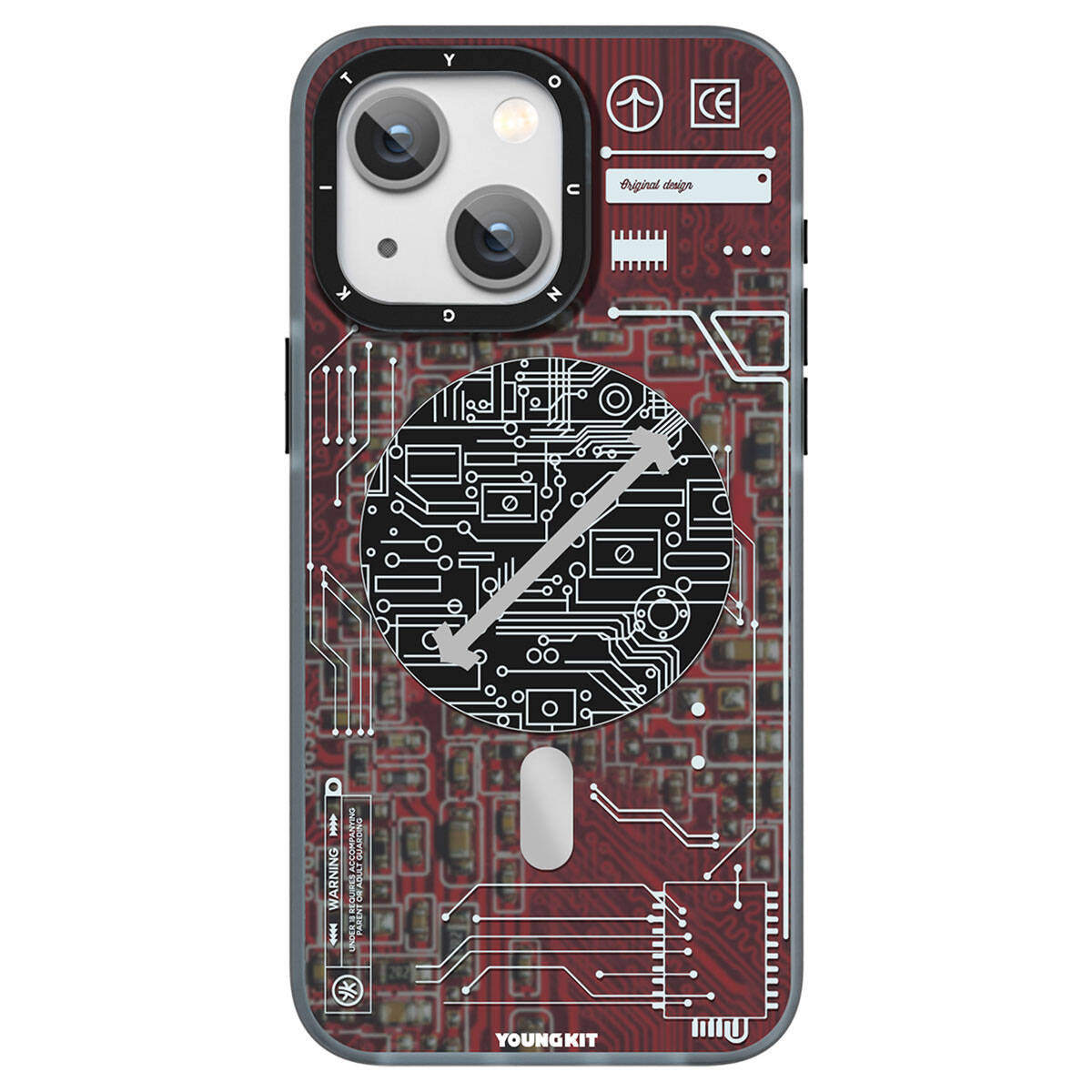 iPhone 15 Kılıf Magsafe Şarj Özellikli YoungKit Technology Serisi Kılıf Kırmızı