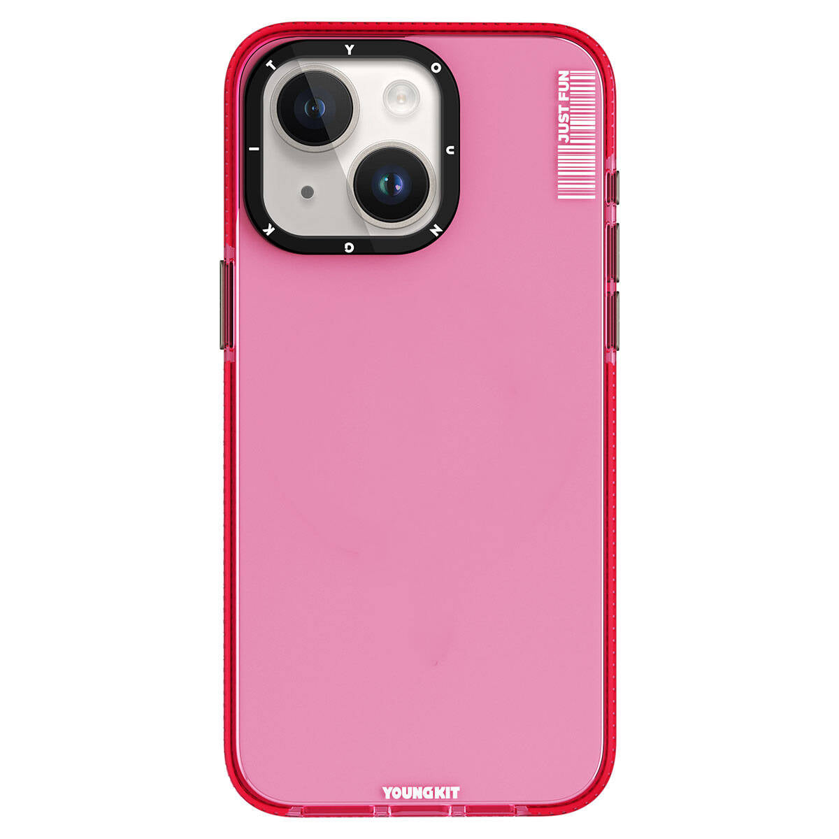 iPhone 15 Kılıf Pürüzsüz Düz Arka Yüzey YoungKit Crystal Color Serisi Kılıf Pembe