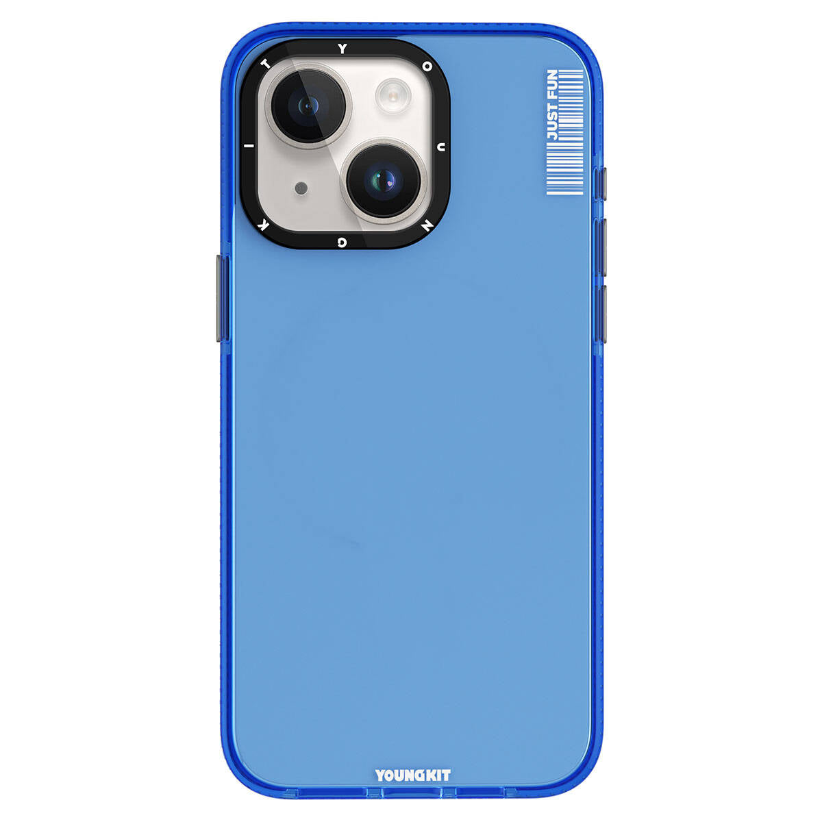 iPhone 15 Kılıf Pürüzsüz Düz Arka Yüzey YoungKit Crystal Color Serisi Kılıf Mavi