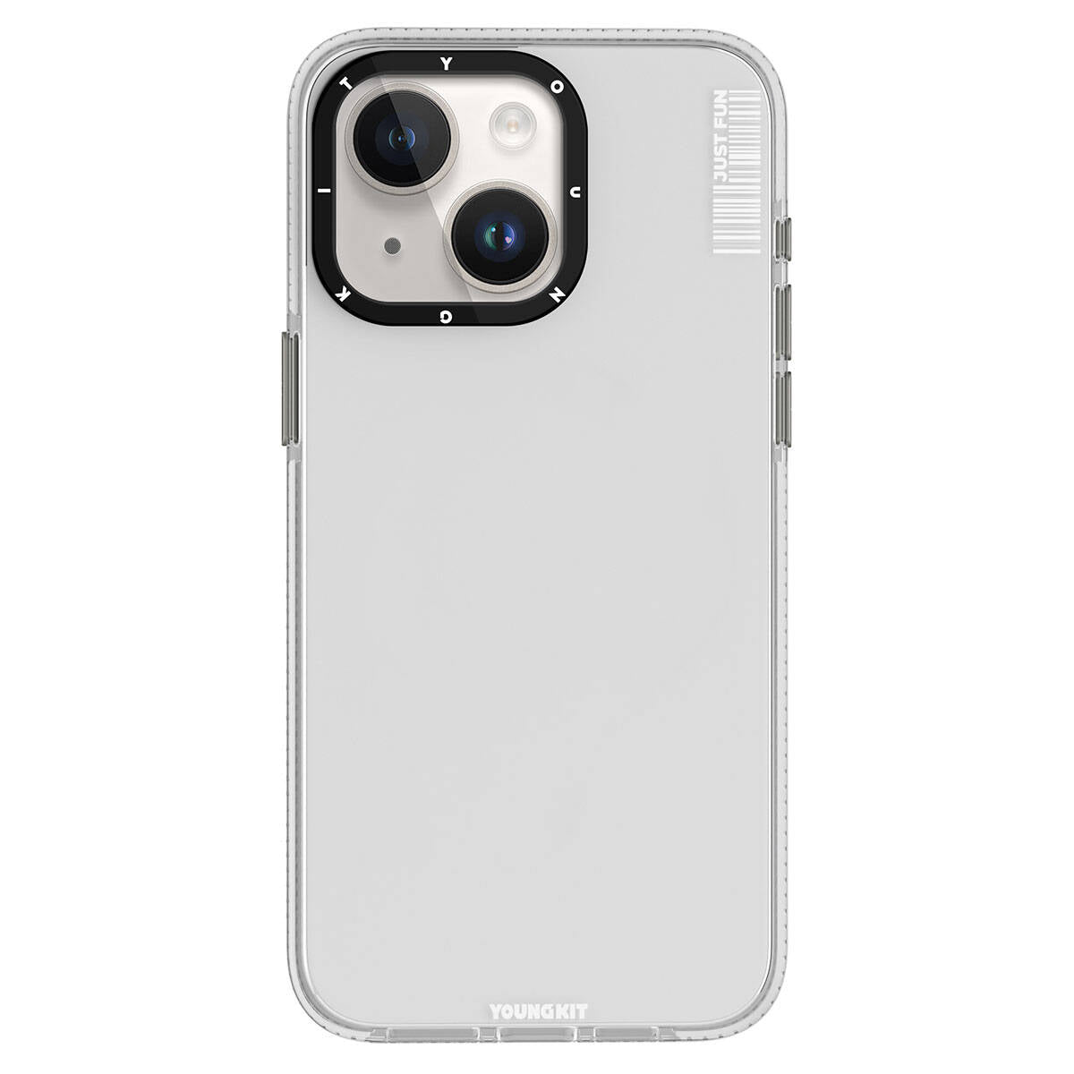 iPhone 15 Kılıf Pürüzsüz Düz Arka Yüzey YoungKit Crystal Color Serisi Kılıf Renksiz