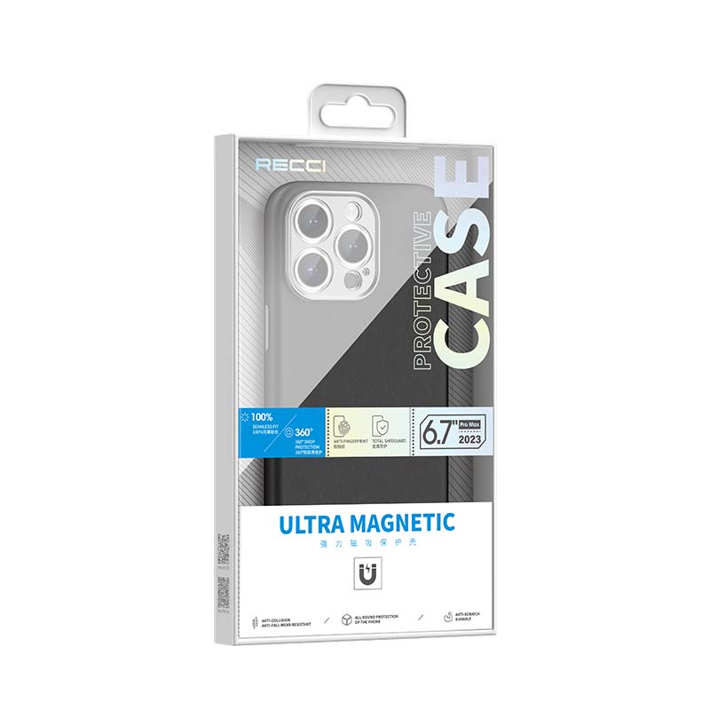 iPhone 15 Pro Kılıf Recci Magsafe Şarj Özellikli Kamera Korumalı Explore Serisi Kılıf Gri
