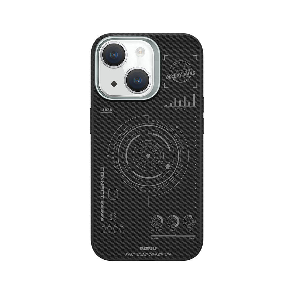 iPhone 15 Kılıf Wiwu HHX-016 Karbon Fiber 600D Mars Kevlar Kılıf Siyah