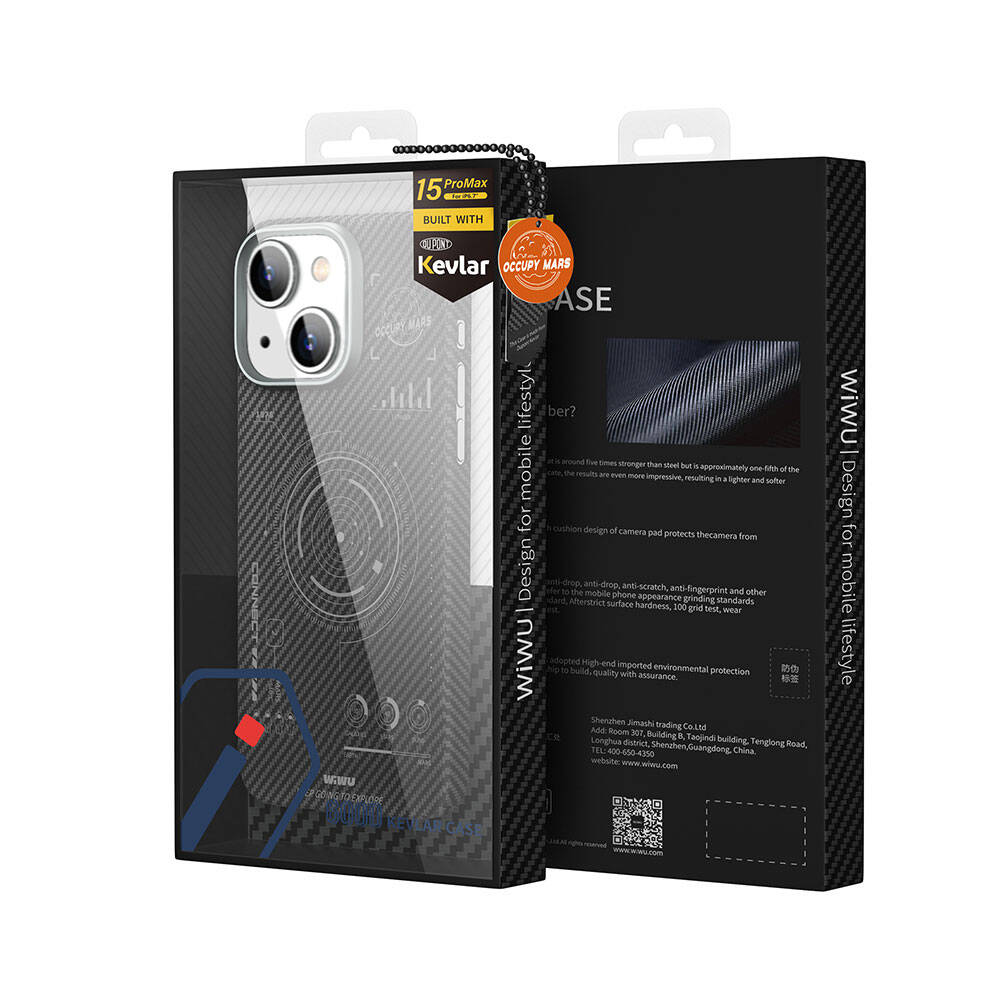 iPhone 15 Kılıf Wiwu HHX-016 Karbon Fiber 600D Mars Kevlar Kılıf Siyah