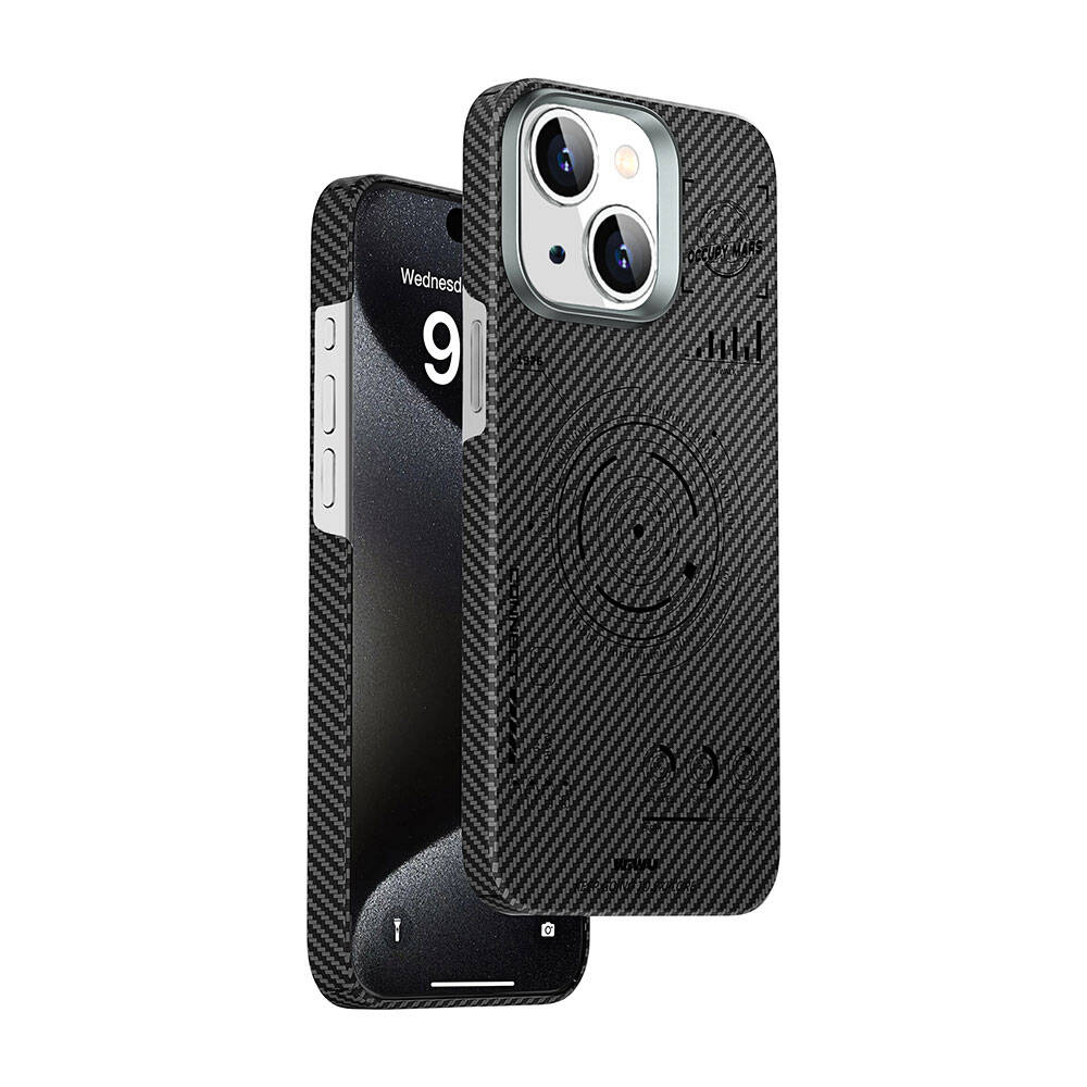 iPhone 15 Kılıf Wiwu HHX-016 Karbon Fiber 600D Mars Kevlar Kılıf Siyah