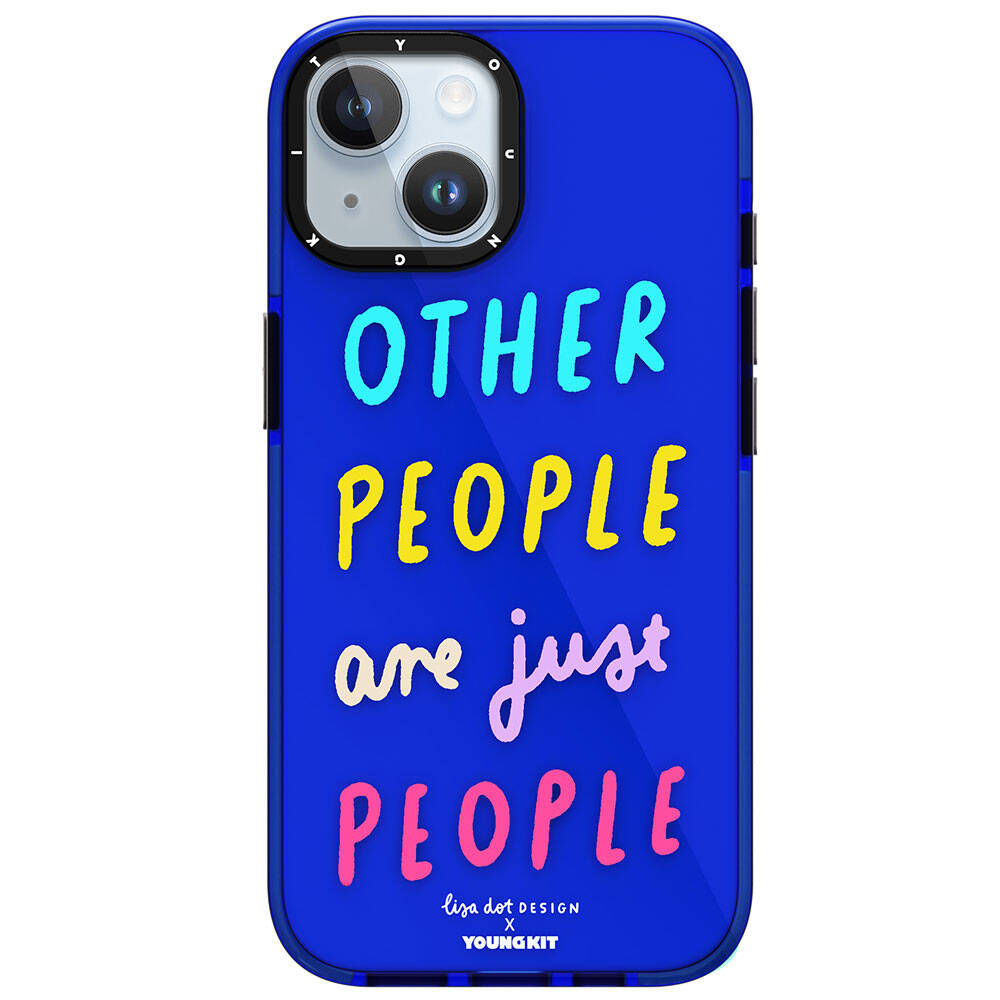 iPhone 15 Kılıf Yazı Desenli Youngkit Mindfulness Serisi Kılıf Mavi