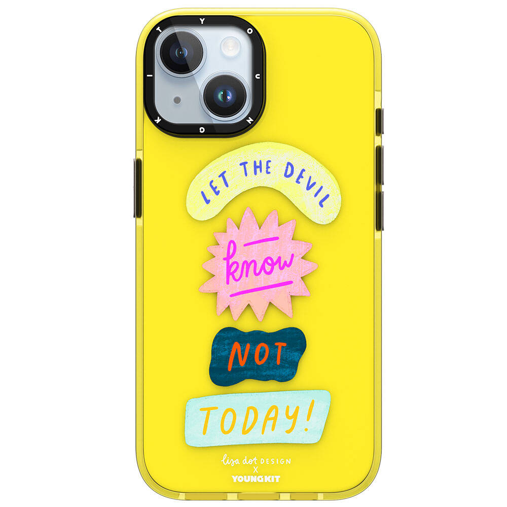 iPhone 15 Kılıf Yazı Desenli Youngkit Mindfulness Serisi Kılıf Sarı