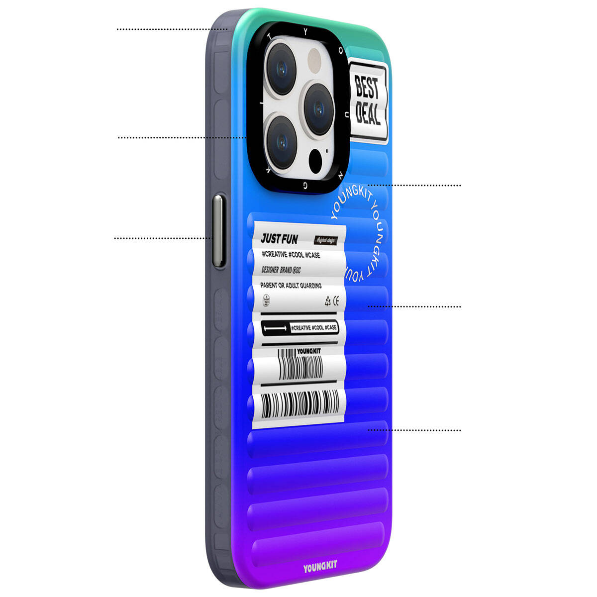 iPhone 15 Kılıf YoungKit The Secret Color Serisi Kılıf Mavi