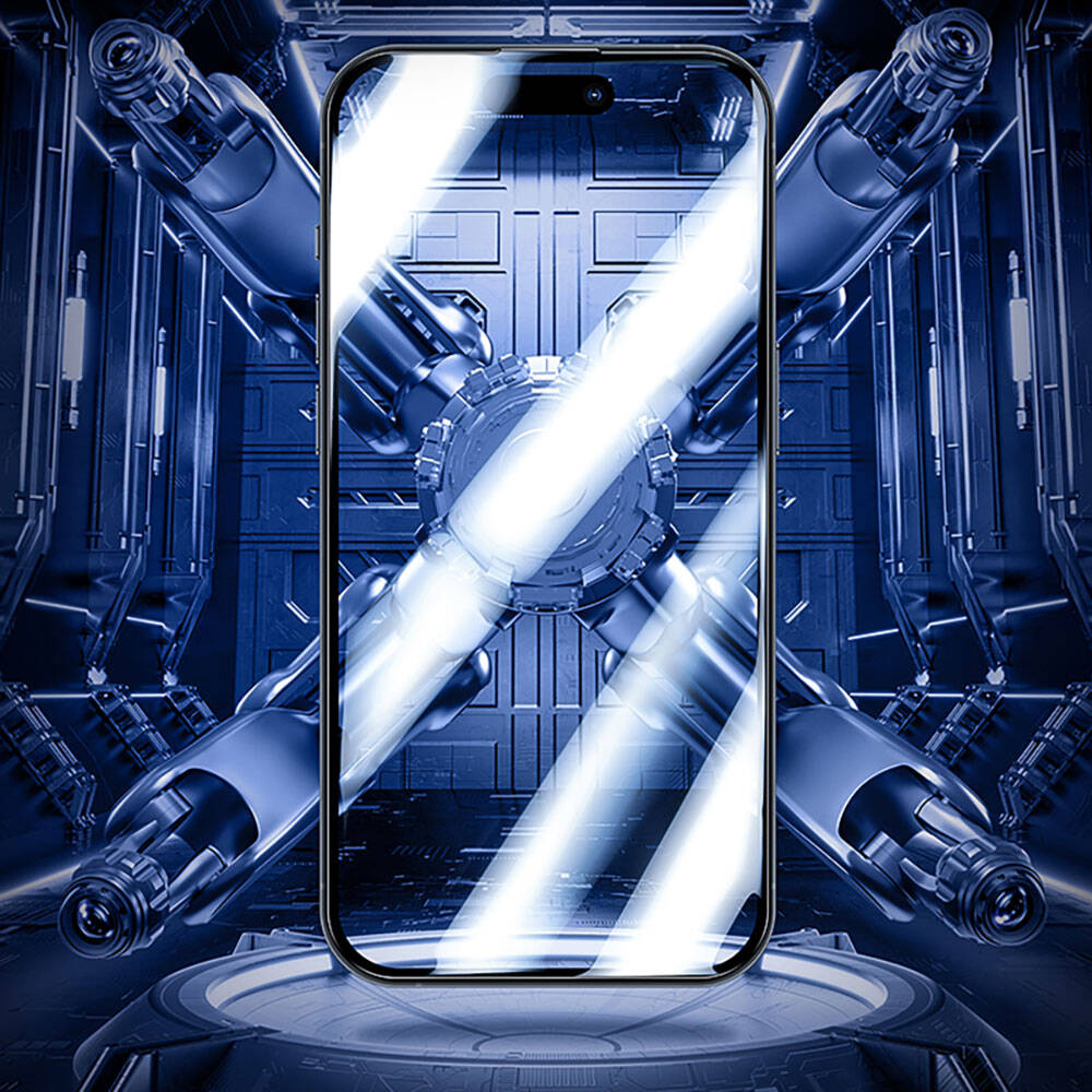 iPhone 15 Plus Benks Glass Warrior Safir Coating Ekran Koruyucu + Kolay Uygulama Aparatlı Siyah