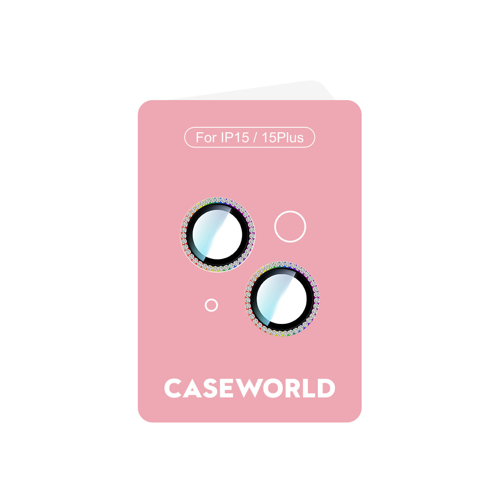 Apple iPhone 15 Plus CaseWorld Alloy Sparkling Diamond Serisi Taşlı Lens Koruyucu  Gümüş