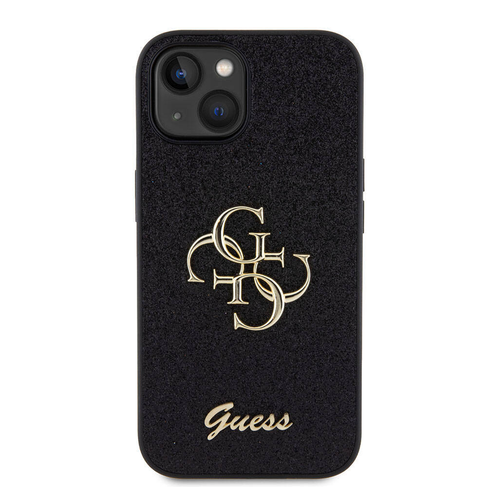 Apple iPhone 15 Plus Kılıf Guess Orjinal Lisanslı 4G Büyük Metal Logolu Glitter Kapak Pembe
