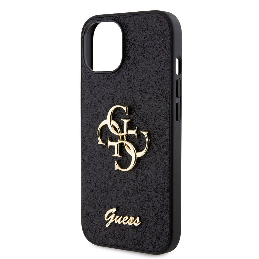 Apple iPhone 15 Plus Kılıf Guess Orjinal Lisanslı 4G Büyük Metal Logolu Glitter Kapak Pembe