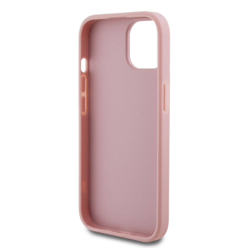 Apple iPhone 15 Plus Kılıf Guess Orjinal Lisanslı 4G Büyük Metal Logolu Glitter Kapak Pembe