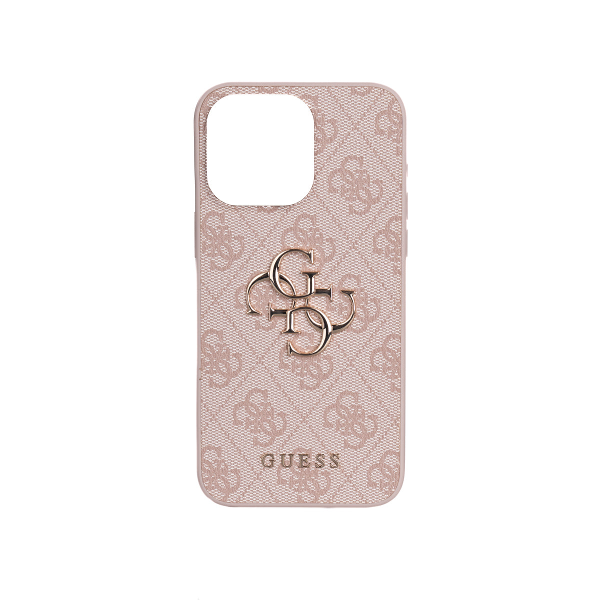 Apple iPhone 15 Plus Kılıf Guess Orjinal Lisanslı PU Deri 4G Büyük Metal Logolu Çapraz Vücut Askılı Kapak Pembe