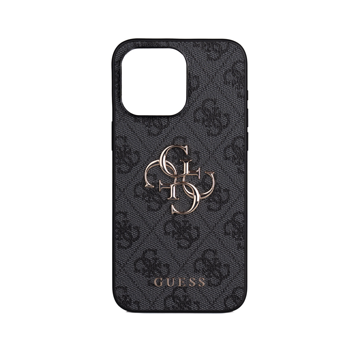 Apple iPhone 15 Plus Kılıf Guess Orjinal Lisanslı PU Deri 4G Büyük Metal Logolu Çapraz Vücut Askılı Kapak Siyah