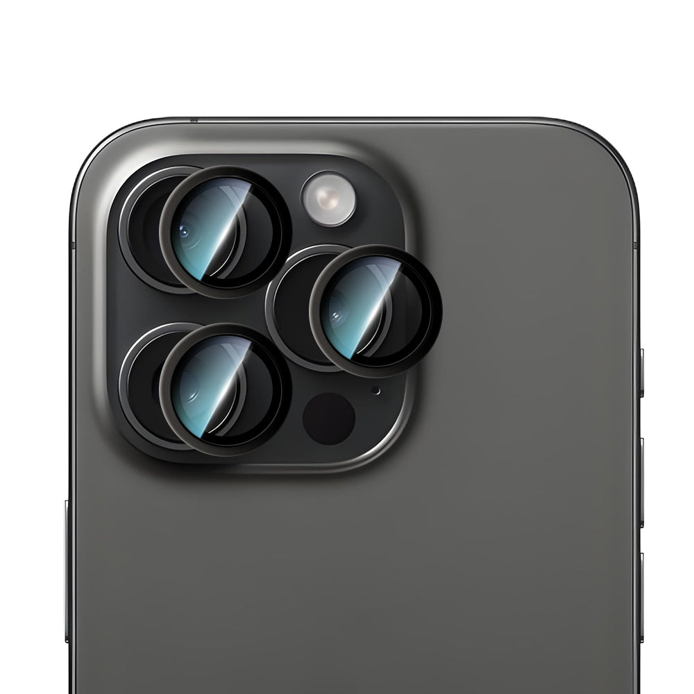 Apple iPhone 15 Pro Max CaseWorld Alloy Serisi Oleofobik Anti Reflective Kamera Lens Koruyucu Siyah