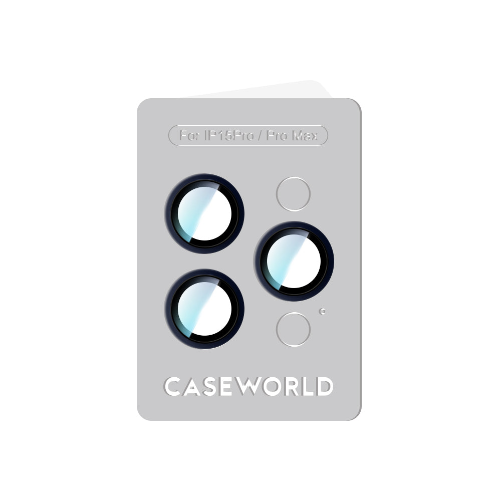 Apple iPhone 15 Pro CaseWorld Alloy Serisi Oleofobik Anti Reflective Kamera Lens Koruyucu Mavi