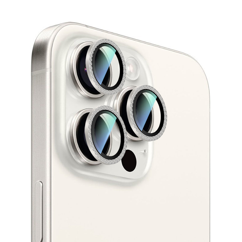 Apple iPhone 15 Pro CaseWorld Alloy Sparkling Diamond Serisi Taşlı Lens Koruyucu Colorful