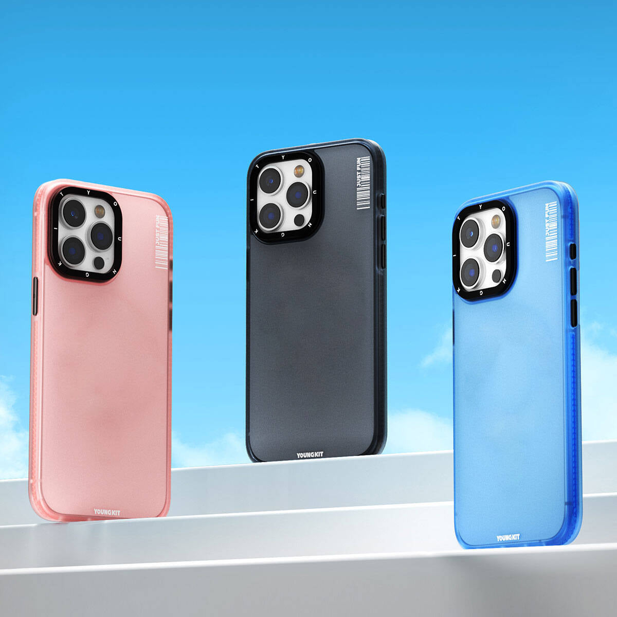 iPhone 15 Pro Kılıf Buzlu Mat Tasarım Youngkit Colored Sand Serisi Kılıf Mavi