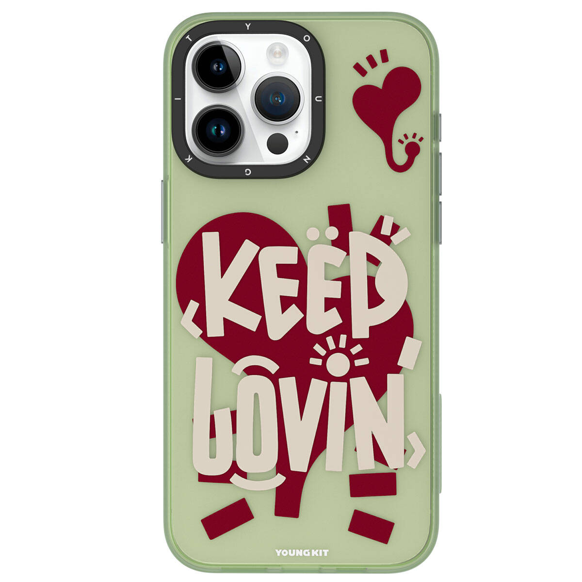iPhone 15 Pro Kılıf Desenli Youngkit Happy Hearth Serisi Kılıf Su Yeşil