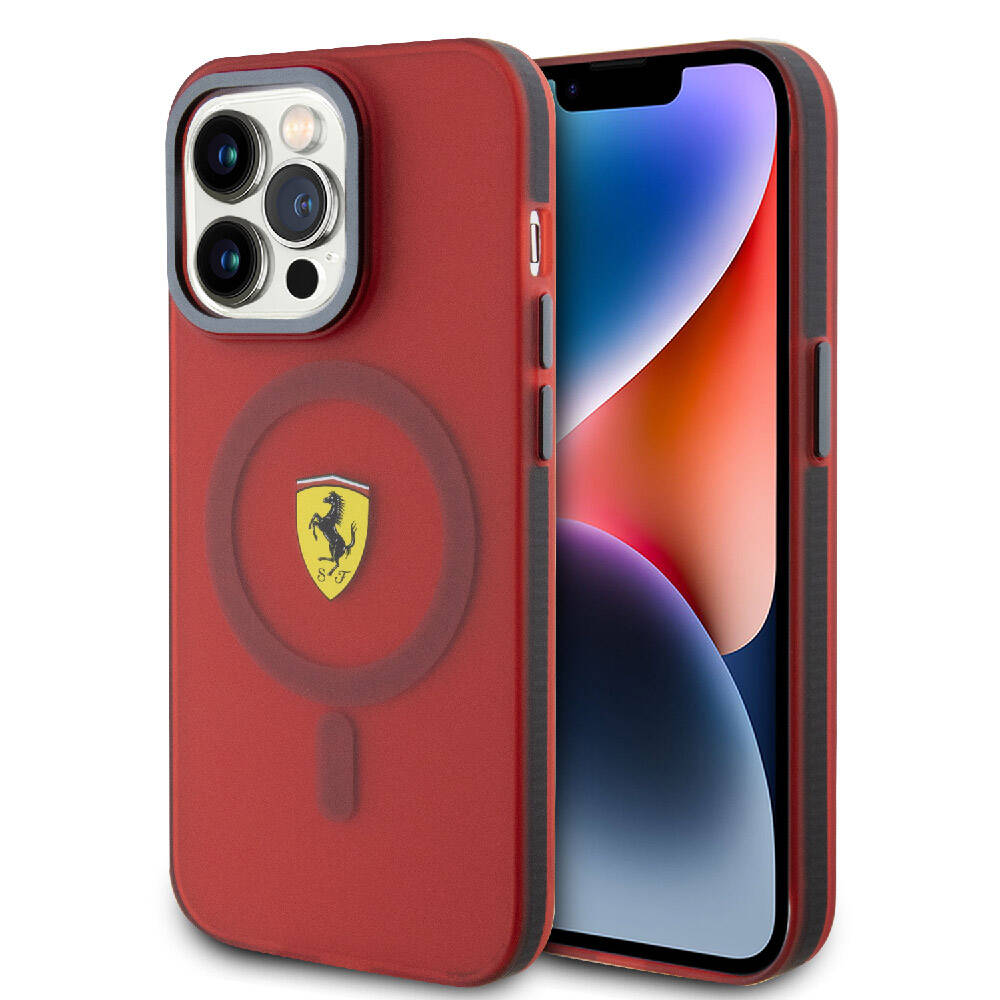 iPhone 15 Pro Kılıf Ferrari Orjinal Lisanslı Magsafe Şarj Özellikli Kontrast Bumper Kılıf Siyah