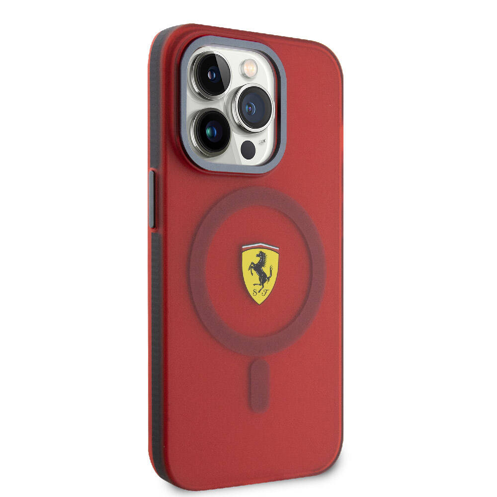 iPhone 15 Pro Kılıf Ferrari Orjinal Lisanslı Magsafe Şarj Özellikli Kontrast Bumper Kılıf Siyah