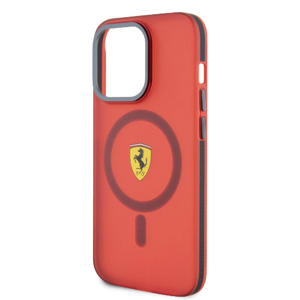 iPhone 15 Pro Kılıf Ferrari Orjinal Lisanslı Magsafe Şarj Özellikli Kontrast Bumper Kılıf Siyah