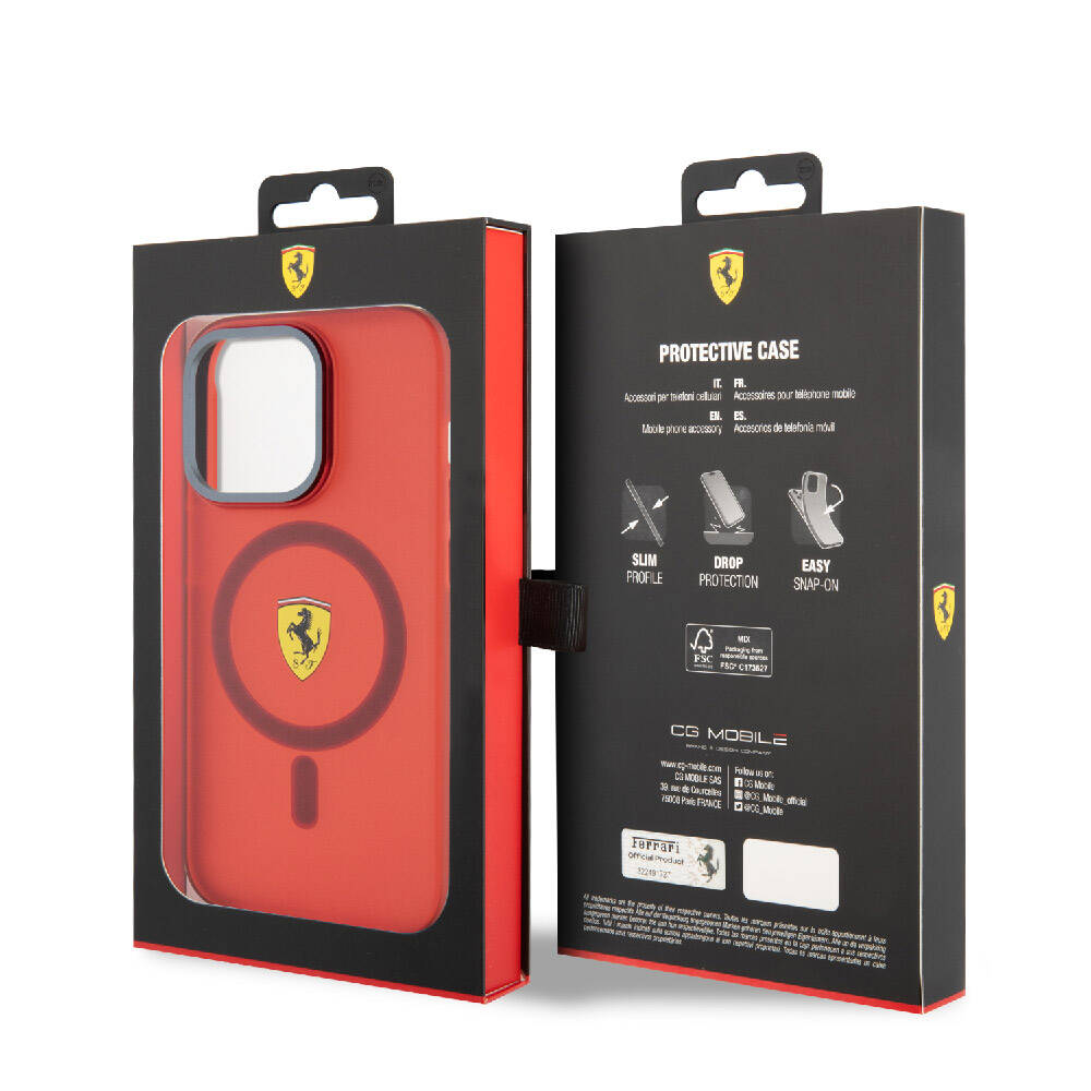 iPhone 15 Pro Kılıf Ferrari Orjinal Lisanslı Magsafe Şarj Özellikli Kontrast Bumper Kılıf Siyah