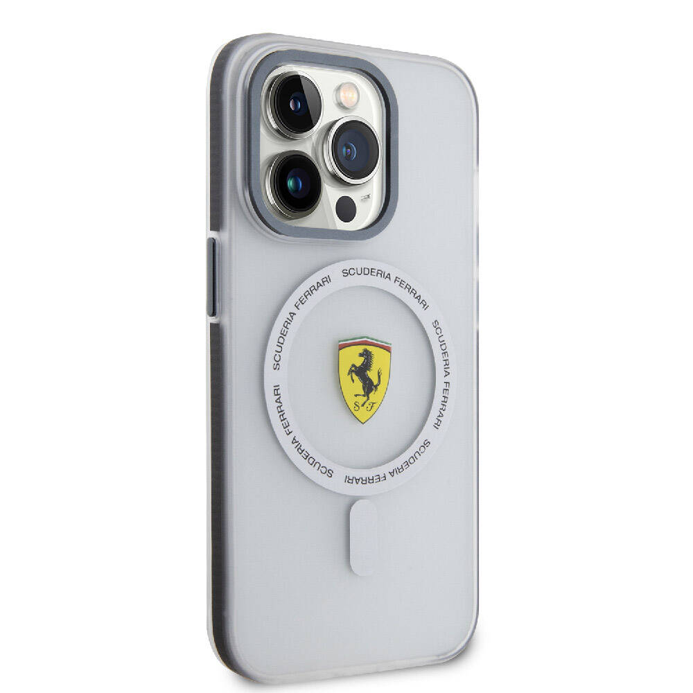 iPhone 15 Pro Kılıf Ferrari Orjinal Lisanslı Magsafe Şarj Özellikli Kontrast Bumper SF Ring Kılıf Kırmızı