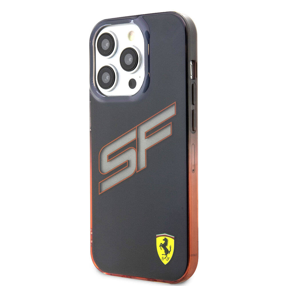 iPhone 15 Pro Kılıf Ferrari Orjinal Lisanslı Transparan SF Yazılı Kenarları Renk Geçişli Kılıf Siyah