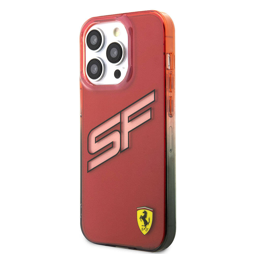 iPhone 15 Pro Kılıf Ferrari Orjinal Lisanslı Transparan SF Yazılı Kenarları Renk Geçişli Kılıf Siyah