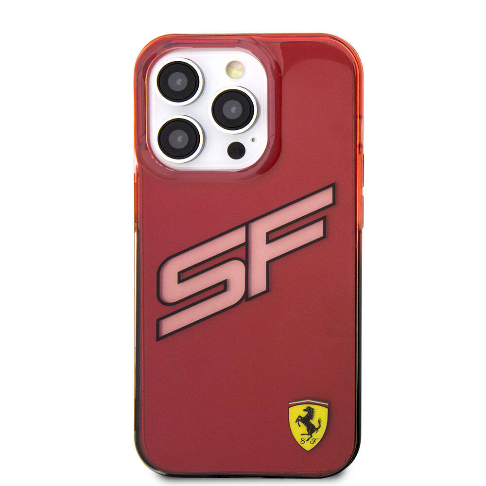 iPhone 15 Pro Kılıf Ferrari Orjinal Lisanslı Transparan SF Yazılı Kenarları Renk Geçişli Kılıf Siyah