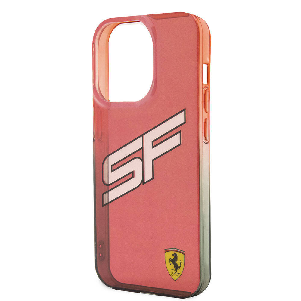 iPhone 15 Pro Kılıf Ferrari Orjinal Lisanslı Transparan SF Yazılı Kenarları Renk Geçişli Kılıf Siyah