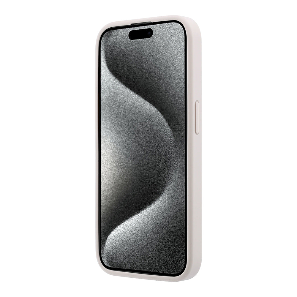 Apple iPhone 15 Pro Kılıf Guess Orjinal Lisanslı M-safe Kabartmalı 4G Desenli Yazı Logolu Kapak Pembe