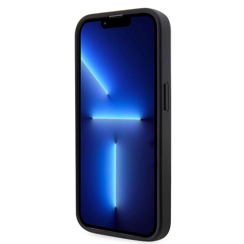 Apple iPhone 15 Pro Kılıf Guess Orjinal Lisanslı Taşlı Arka Yüzey Üçgen Logolu Kapak Siyah