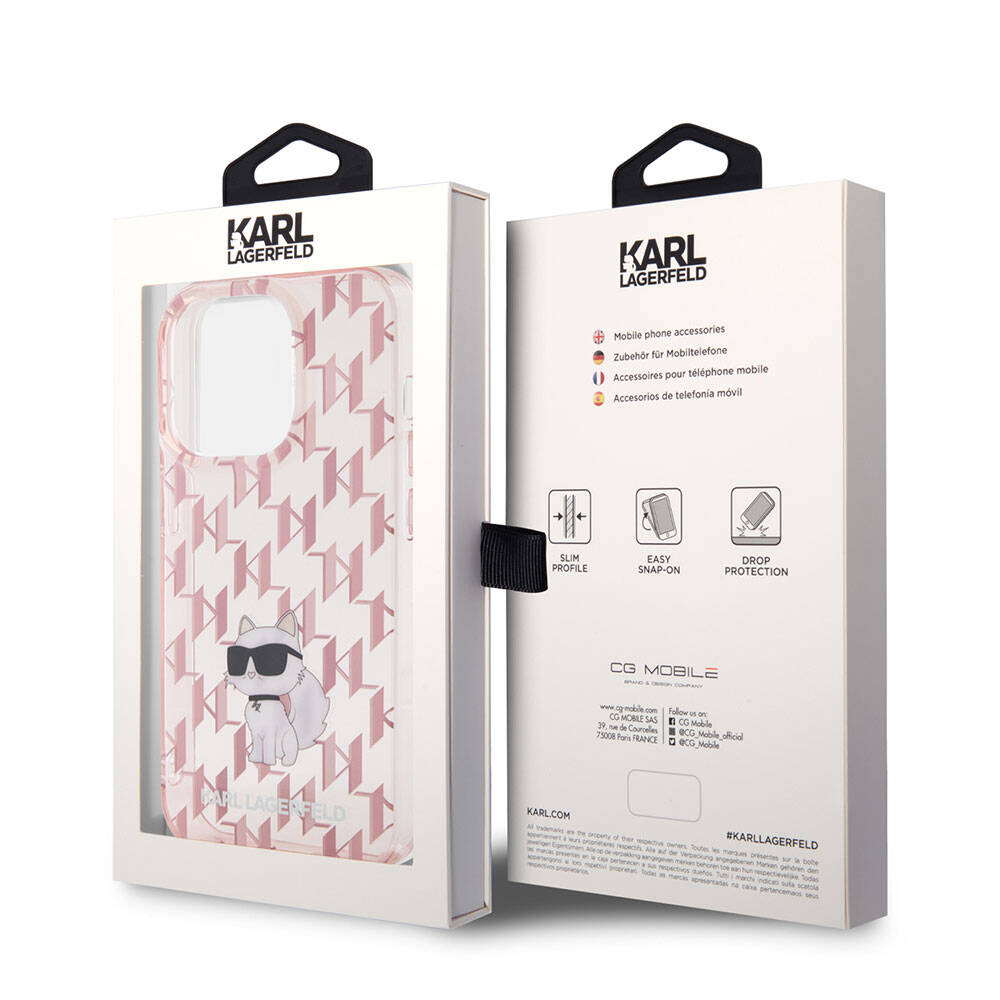 iPhone 15 Pro Kılıf Karl Lagerfeld IML C Monogram Orjinal Lisanslı Kılıf Renksiz