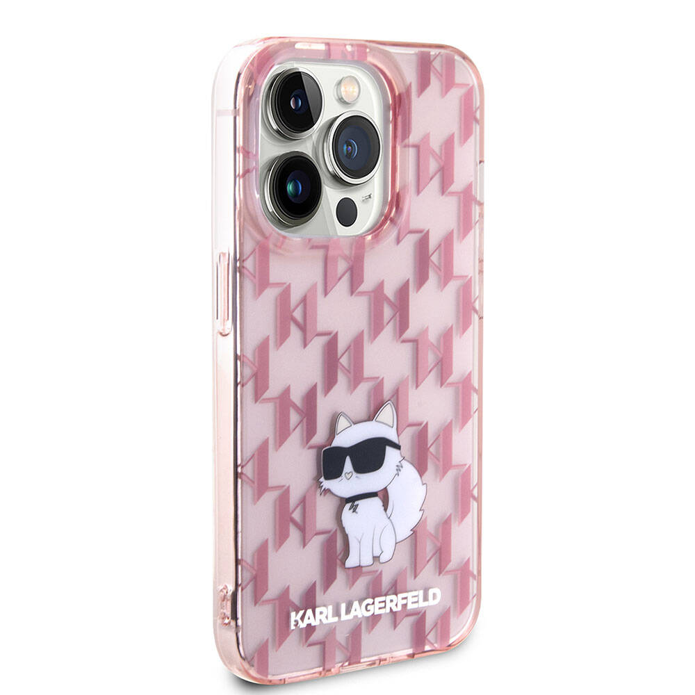 iPhone 15 Pro Kılıf Karl Lagerfeld IML C Monogram Orjinal Lisanslı Kılıf Pembe