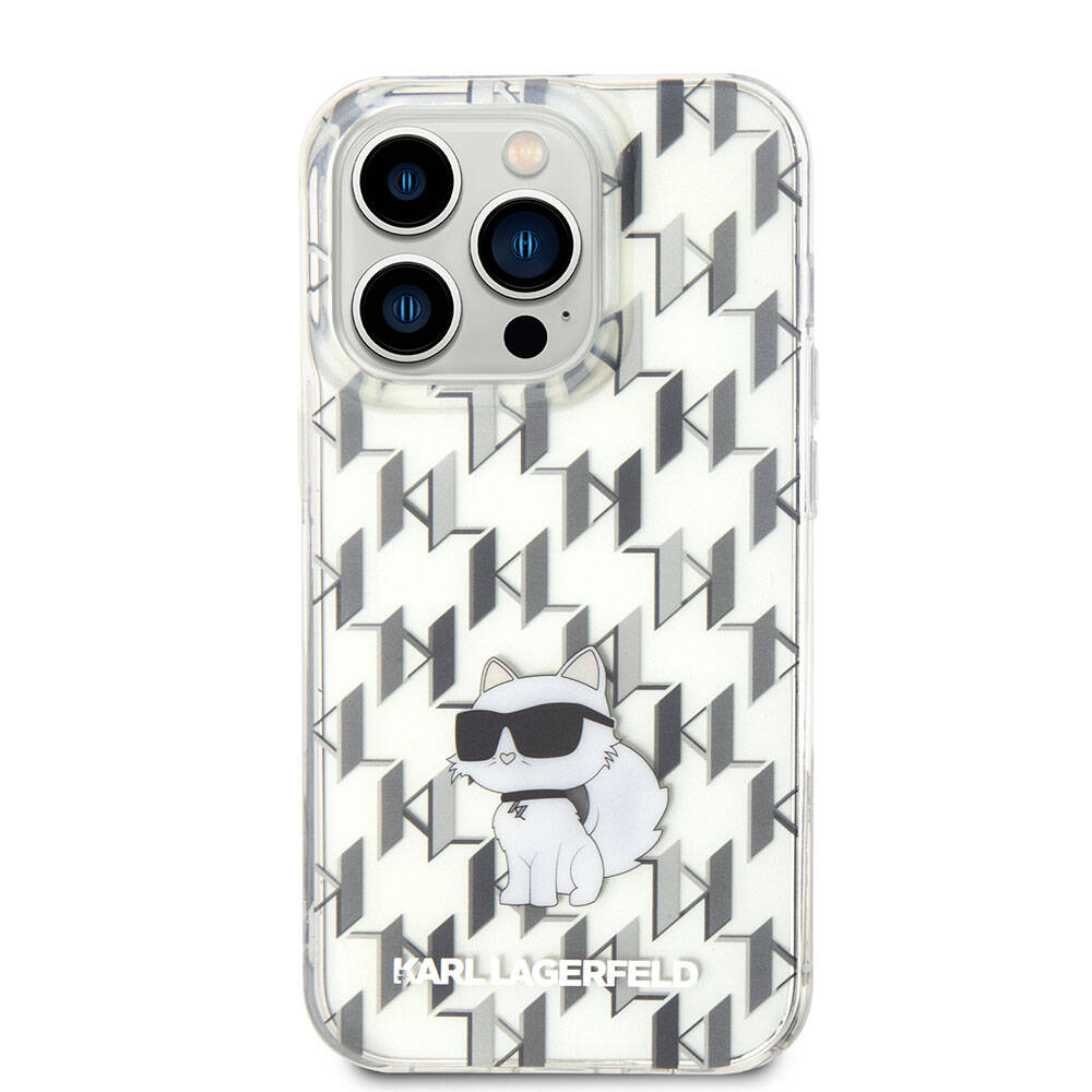 iPhone 15 Pro Kılıf Karl Lagerfeld IML C Monogram Orjinal Lisanslı Kılıf Renksiz