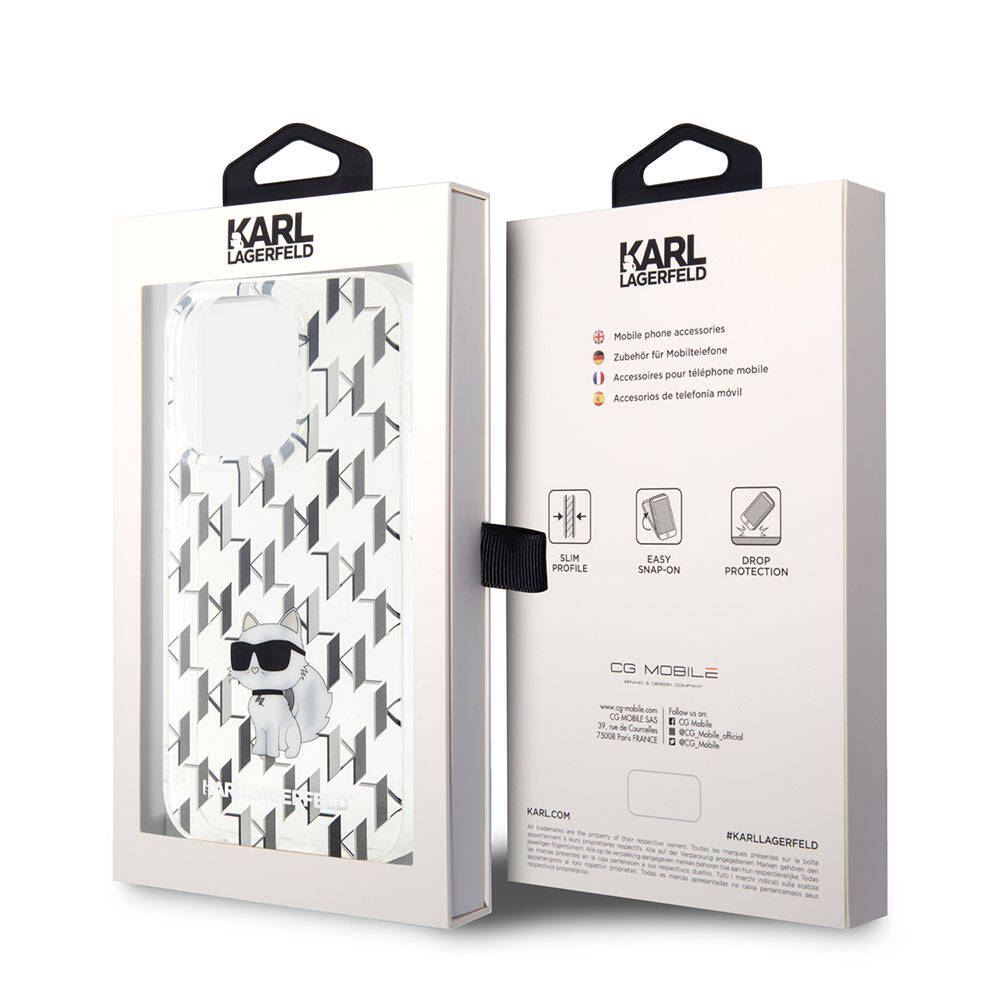 iPhone 15 Pro Kılıf Karl Lagerfeld IML C Monogram Orjinal Lisanslı Kılıf Renksiz