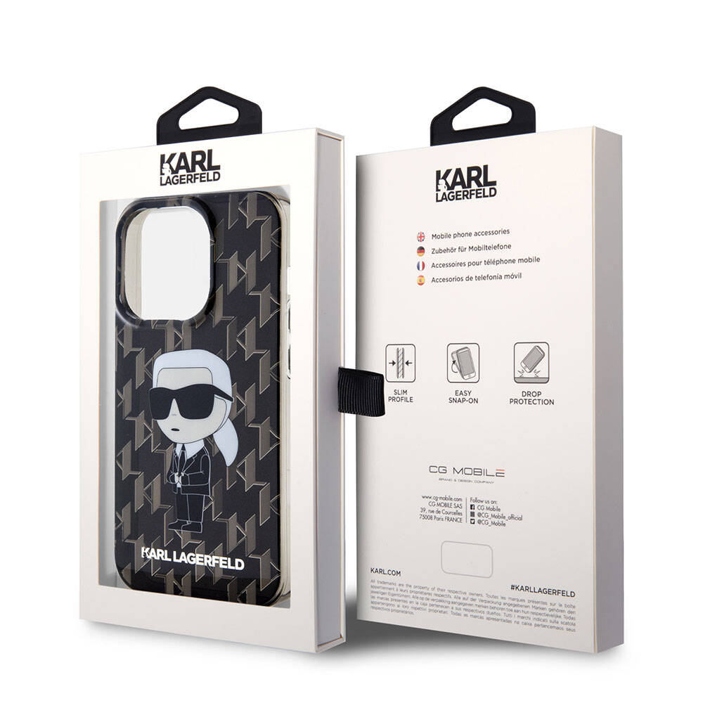 iPhone 15 Pro Kılıf Karl Lagerfeld IML İkonik Monogram Orjinal Lisanslı Kılıf Renksiz