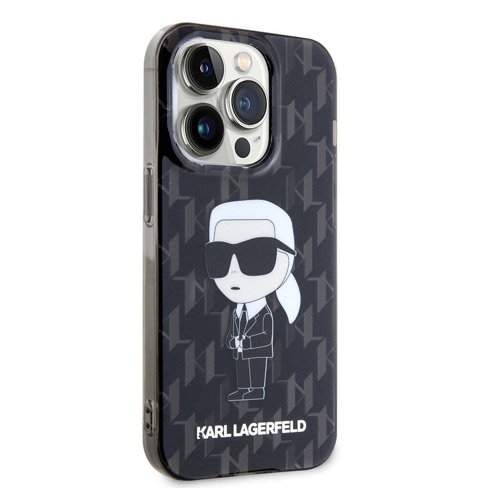 iPhone 15 Pro Kılıf Karl Lagerfeld IML İkonik Monogram Orjinal Lisanslı Kılıf Siyah